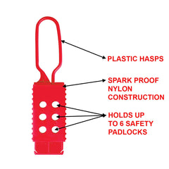 Master Lock 428 Plastic Lockout Hasp 6 Padlocks Red