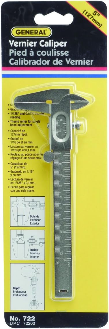 General Tools 722 Vernier Caliper Metric and English 5 Inch Pack of 1