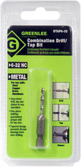 Greenlee DTAP6-32 Combination Drill, Tap, and Deburr Bit with Quick Change Hex, 6-32 NC