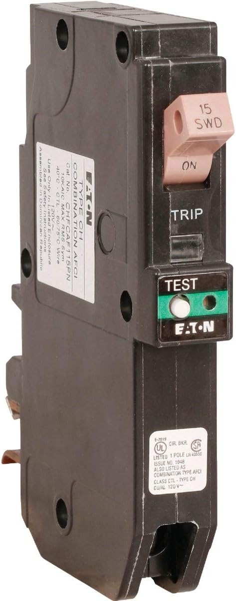 Eaton CHFP115AF Type CH Combination Miniature Fireguard/Arc Fault Circuit Breaker 15 Amp 120/240 VAC