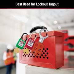 Master Lock 498A Lockout Tagout Portable Group Lock Box, 12 Padlock Capacity, Red