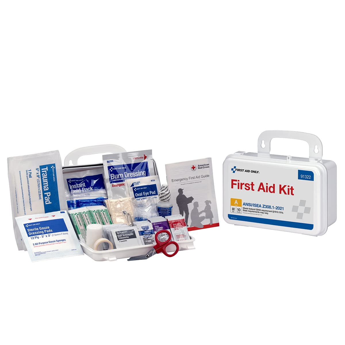 First Aid Only 91322 10 Person ANSI A First Aid Kit Plastic Portable Wall Mount