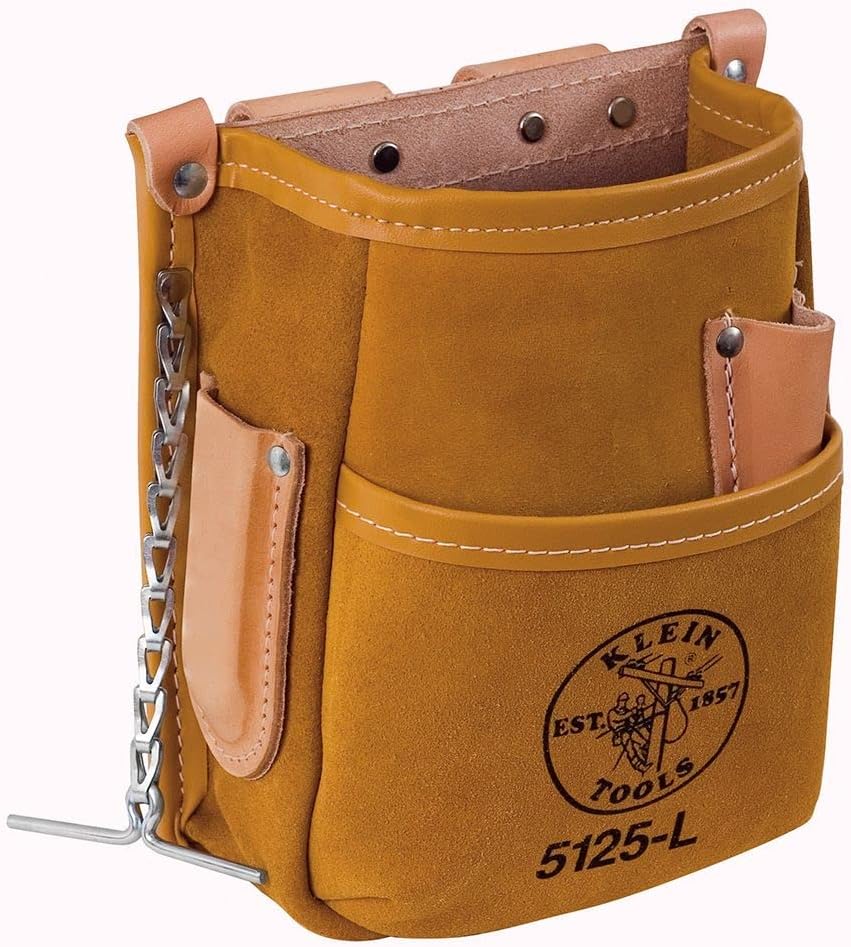 Klein Tools 5125L Pocket Tool Pouch with Tape Thong, Leather