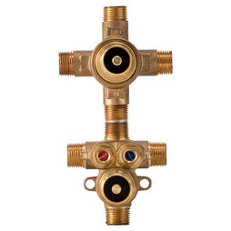 DXV D35005523.191 Rough-In Valve 2 Handle Thermostatic with 3 Way Diverter Non-Shared 1/2 Inch NPT Forged Brass