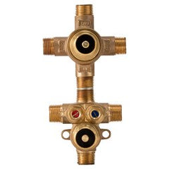 DXV D35005523.191 Rough-In Valve 2 Handle Thermostatic with 3 Way Diverter Non-Shared 1/2 Inch NPT Forged Brass