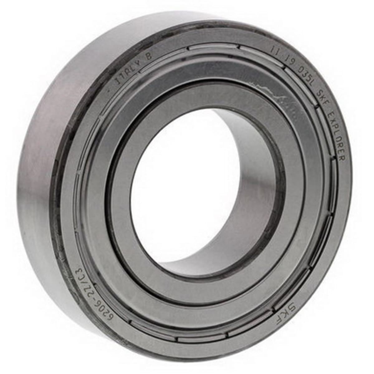 SKF 6206-2Z Single Row Deep Groove Radial Ball Bearing, 30 mm Bore x 62 mm OD x 16 mm W, Double Shield, Pressed Steel Cage