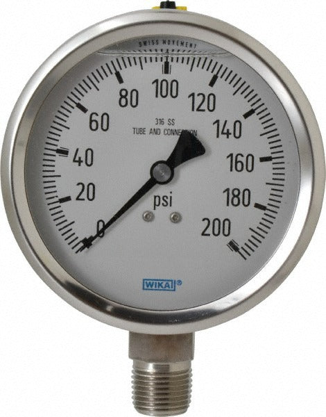 WIKA Wika 9833434 Pressure Gauge 0-200 Psi 4 Inch Dial Npt