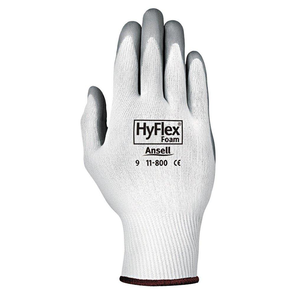 Ansell 11-800-8 Hyflex 15G White Nylon Oil Free Liner Gray Nitrile Palm Size 8