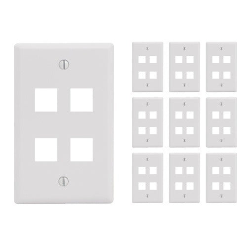 ICC Icc IC107F4TWH Faceplate Flat 1-gang 4-port