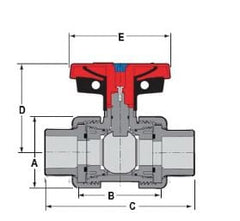 Spears 1822-025 Ball Valve True Union Industrial 2-1/2 PVC Socket EPDM