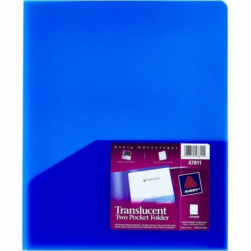 AVERY Avery AVE47811EA Translucent 2-pocket Letter Folder Blue