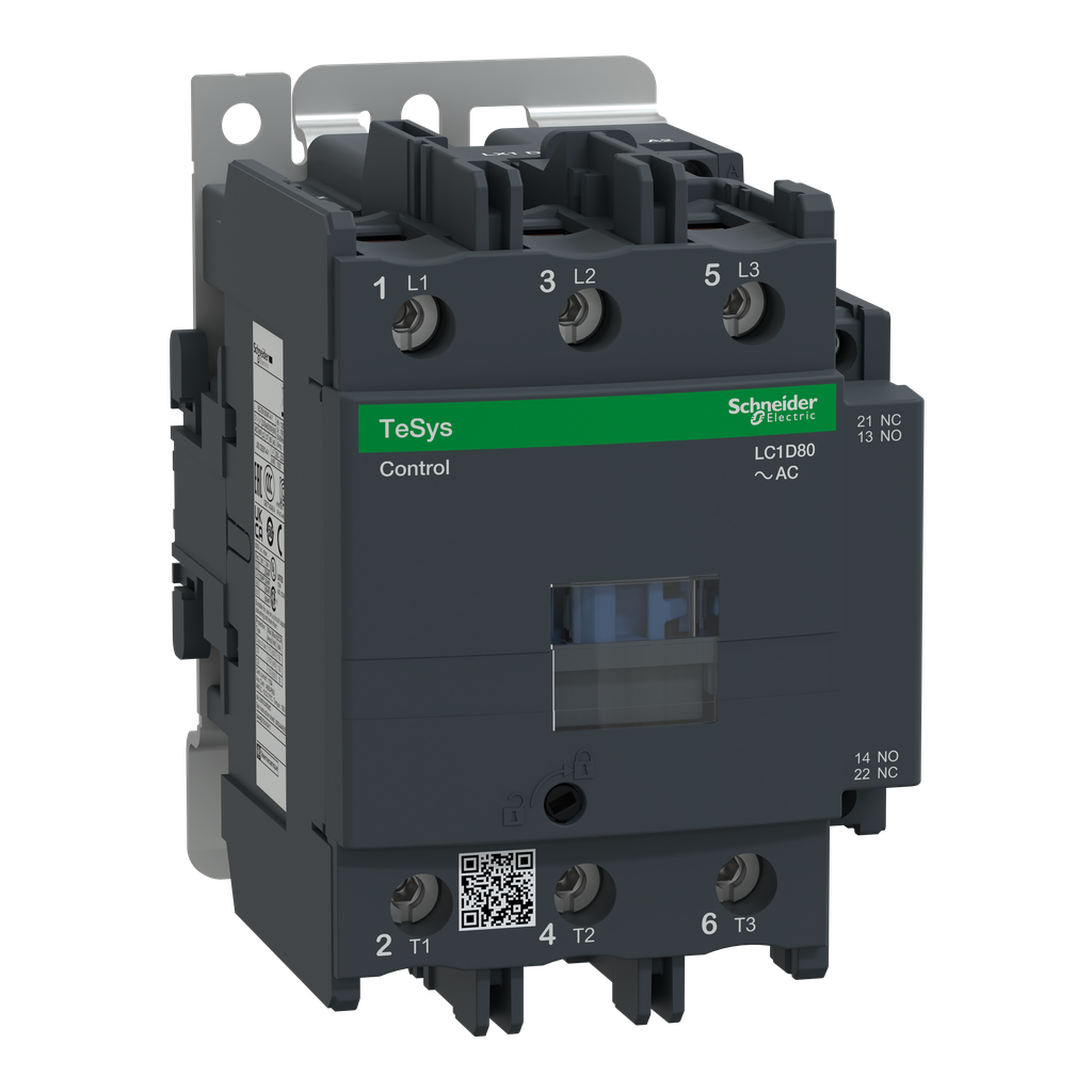 Schneider Electric LC1D80B7 Square D 600 VAC 80 Amp 3-Pole 1NO 1NC Screw Terminal Full Voltage Non-Reversing IEC Contactor