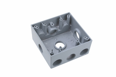 Legrand WPB362 Pass & Seymour 3/4 Inch 30.5 In. Gray Die-Cast Aluminum 2-Gang 5-Hole Surface Mounting Weatherproof Box