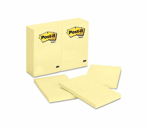 3M 3M MMM659YW Post-it Notes Original Notepads 4 x 6 12 Pack