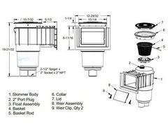 AquaStar SKR103 Flow Star Standard Skimmer with Water Stop Face, Float Assembly, Basket, Lid and Adjustable Collar