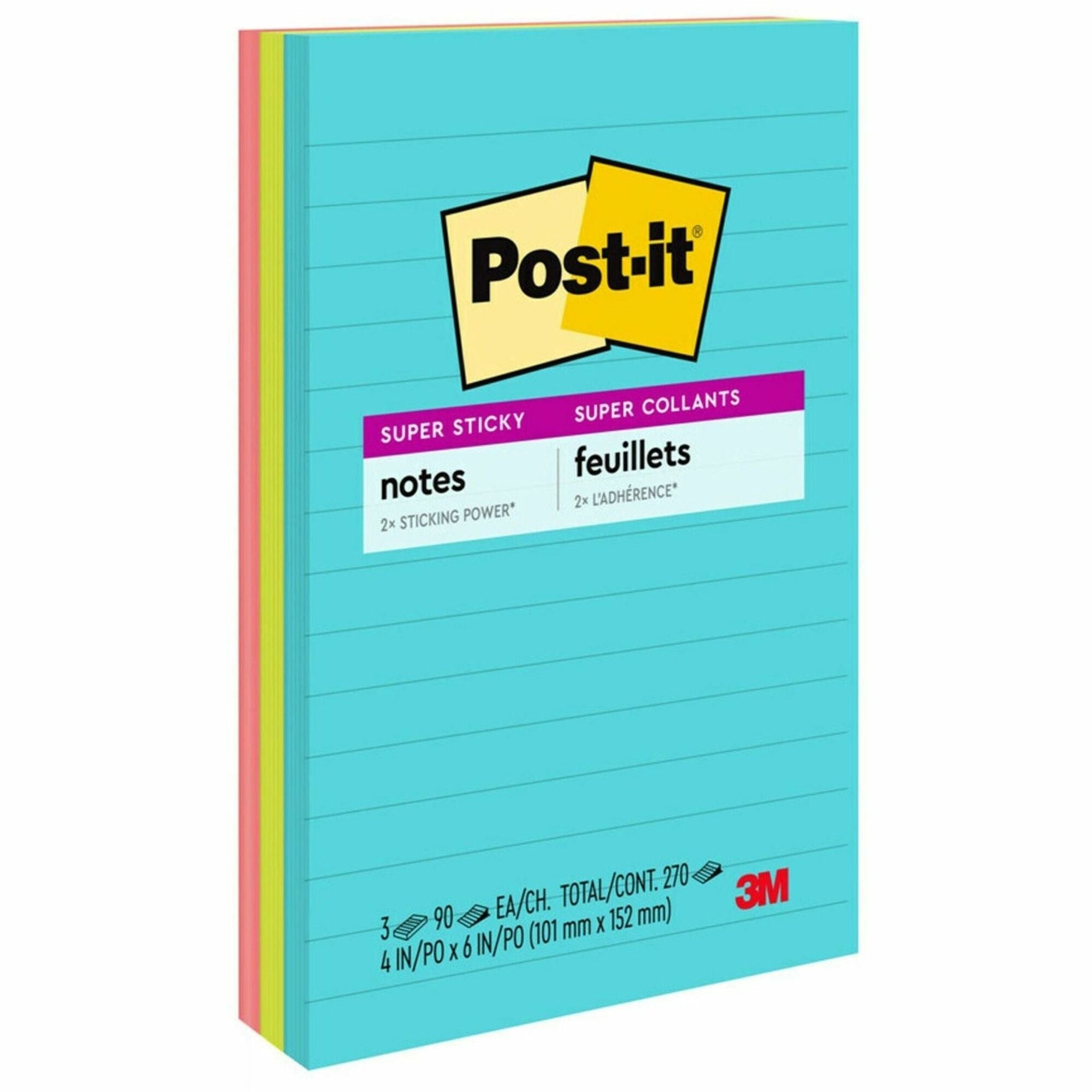 3M 3M MMM6603SSMIA Post-it Super Sticky Notes 4 x 6 in (3 Pack)