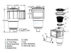 AquaStar SKR201 Flow Star Standard Skimmer with Flush Face, Float Assembly, Basket, Lid and Adjustable Collar