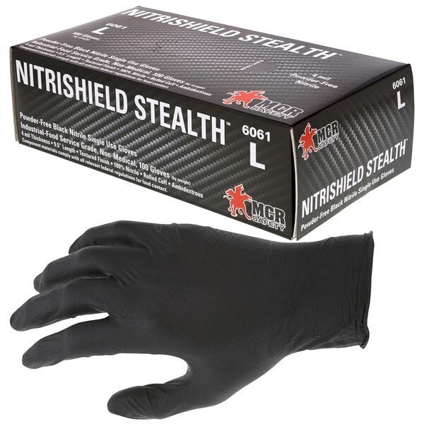 MCR SAFETY Mcr Safety 6061XL Nitri Shield Stealth Disposable Gloves X-Large 100/Box