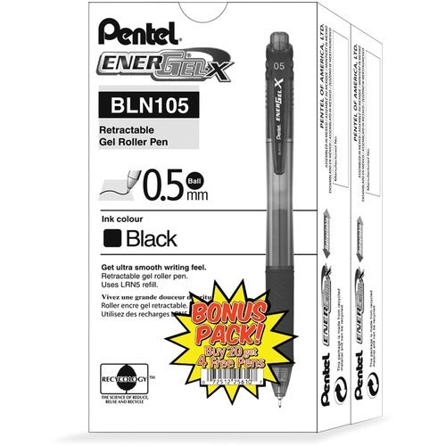 PENTEL Pentel PENBLN105ASW2 Retractable Gel Pen 0.5 Mm 24 Pack