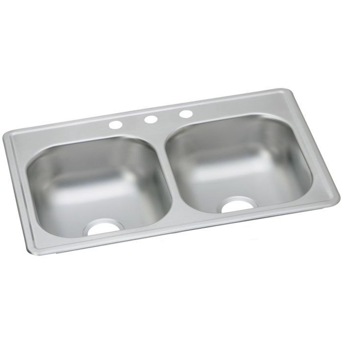 Elkay D233193 Dayton Stainless Steel 33 x 19 x 6-7/16 Equal Double Bowl Drop-in Sink