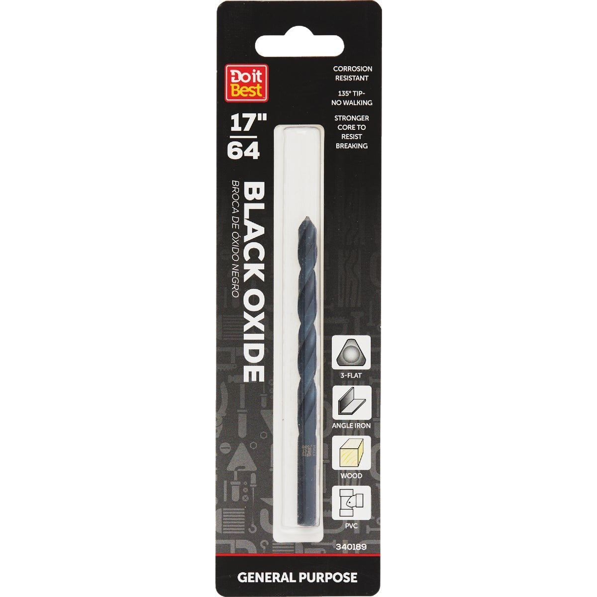 BSC PREFERRED Bsc Preferred QJDIB-DB-028A Black Oxide Drill Bit 17/64 in