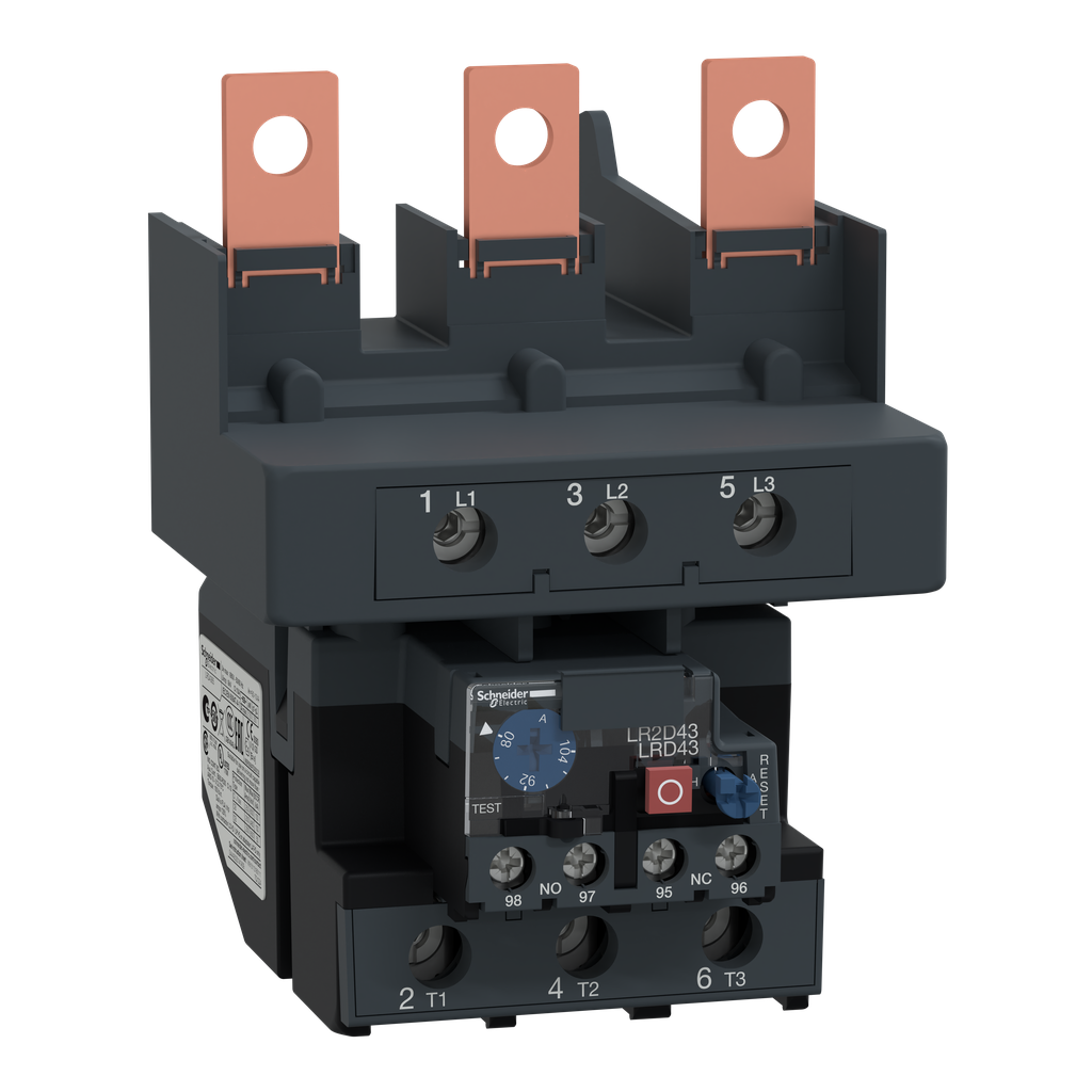 Schneider Electric LRD4365 Square D 600 Volt 104 Amp 3-Pole Bi-Metallic Screw Clamp Terminal Thermal Overload Relay