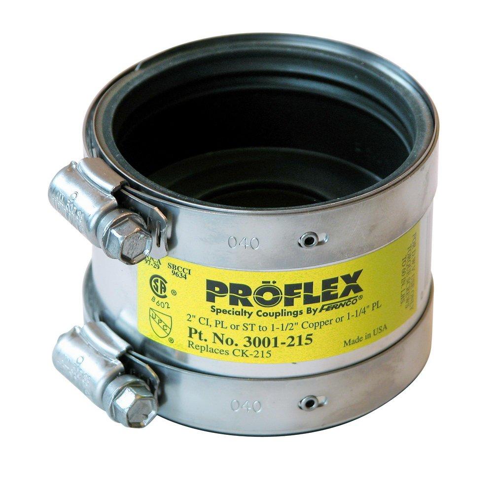 Fernco 3001-215 Proflex® 2 x 1-1/2 in Cast Iron x Copper Flexible Coupling