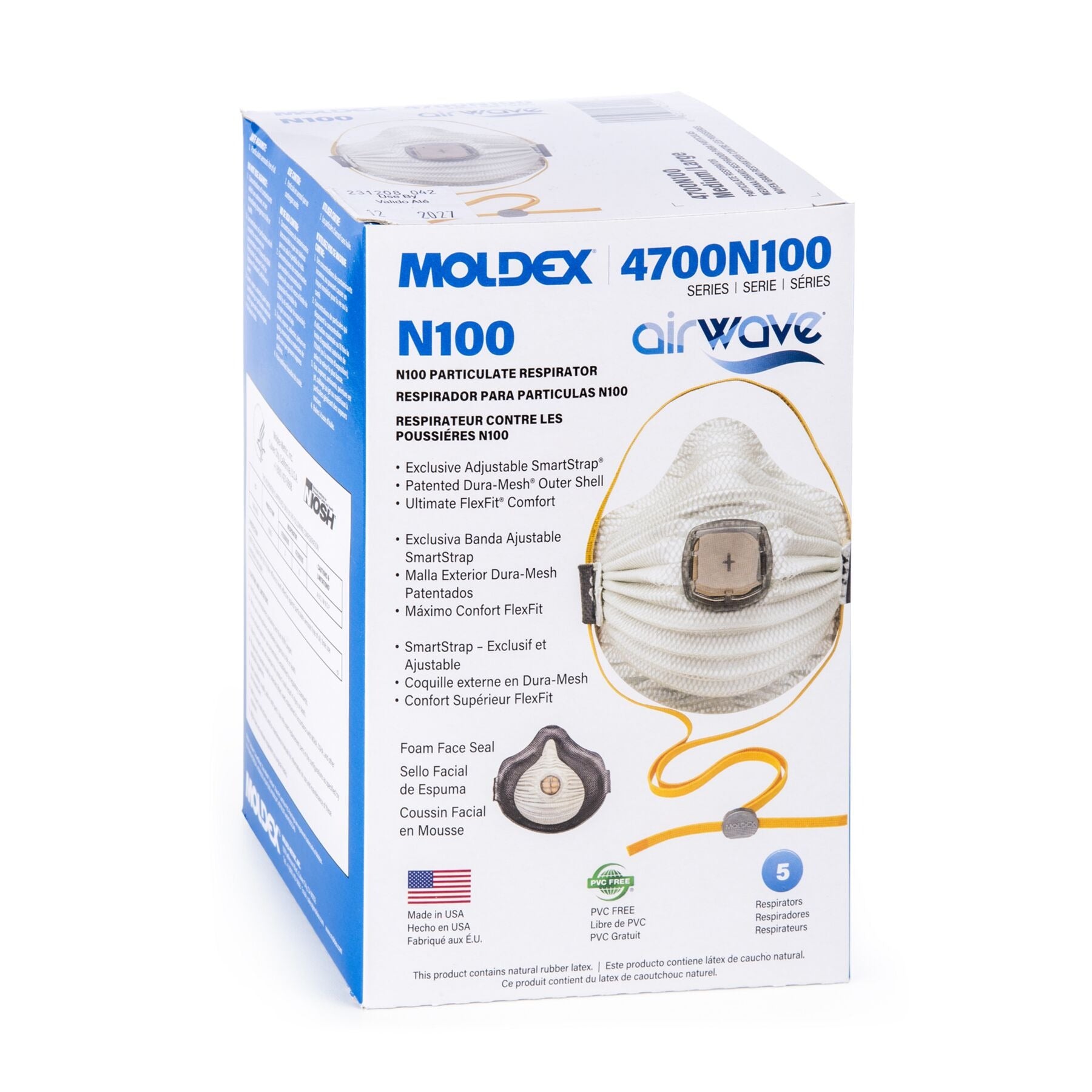 MOLDEX Moldex 4701N100 AirWave Disposable Particulate Respirator Small (5 per box) 4701N100