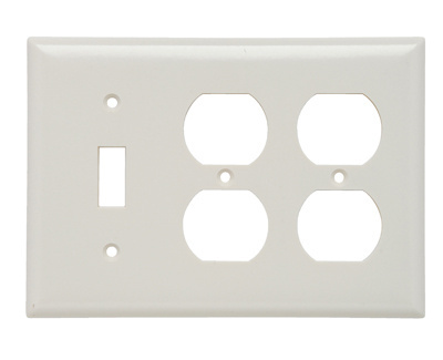 Legrand SP182LA Pass & Seymour SP182-LA Combination Standard Sized Receptacle Wallplate 3 Gang Light Almond