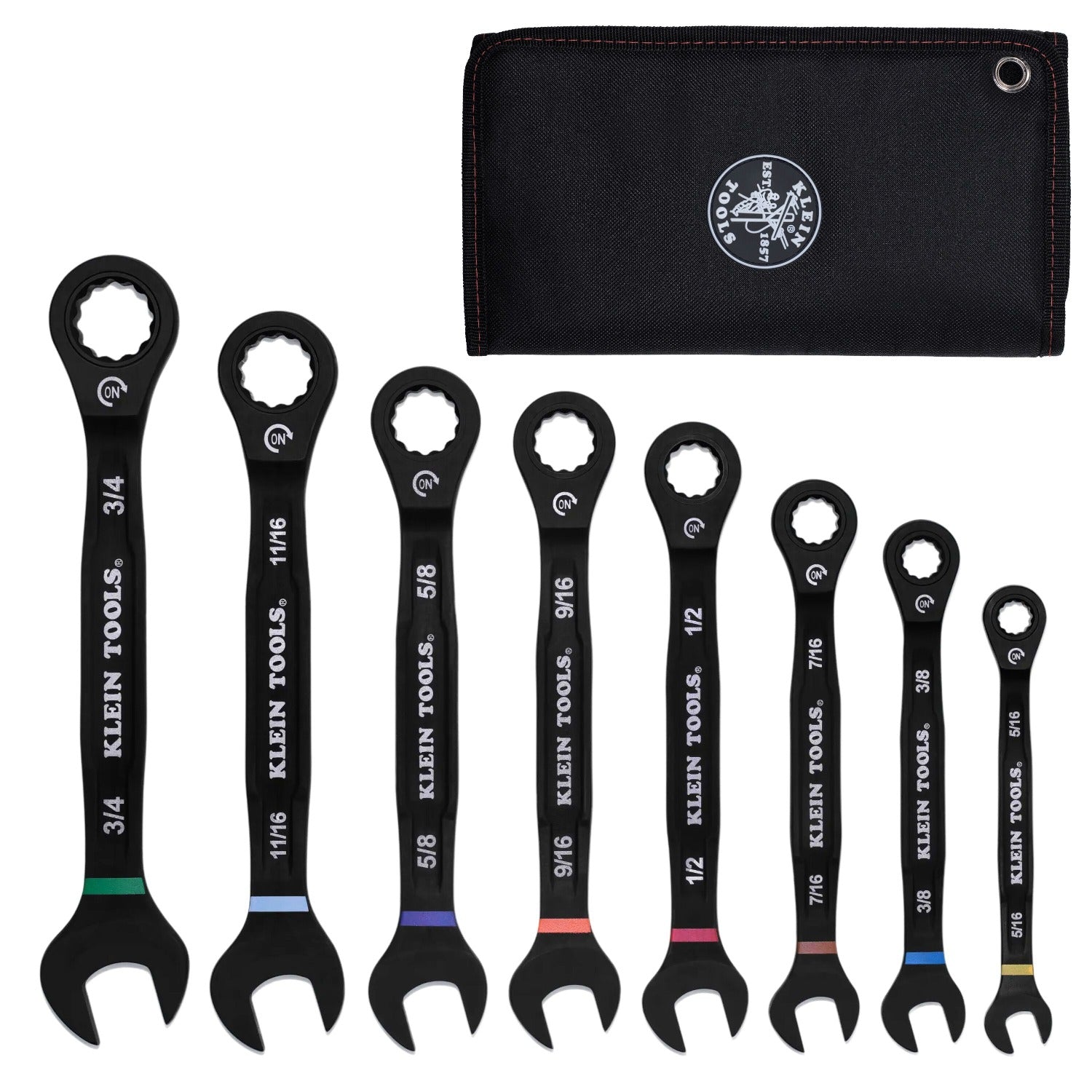KLEIN TOOLS Klein Tools 69408G 90-Tooth Ratcheting Combo Wrench Set 8-Piece