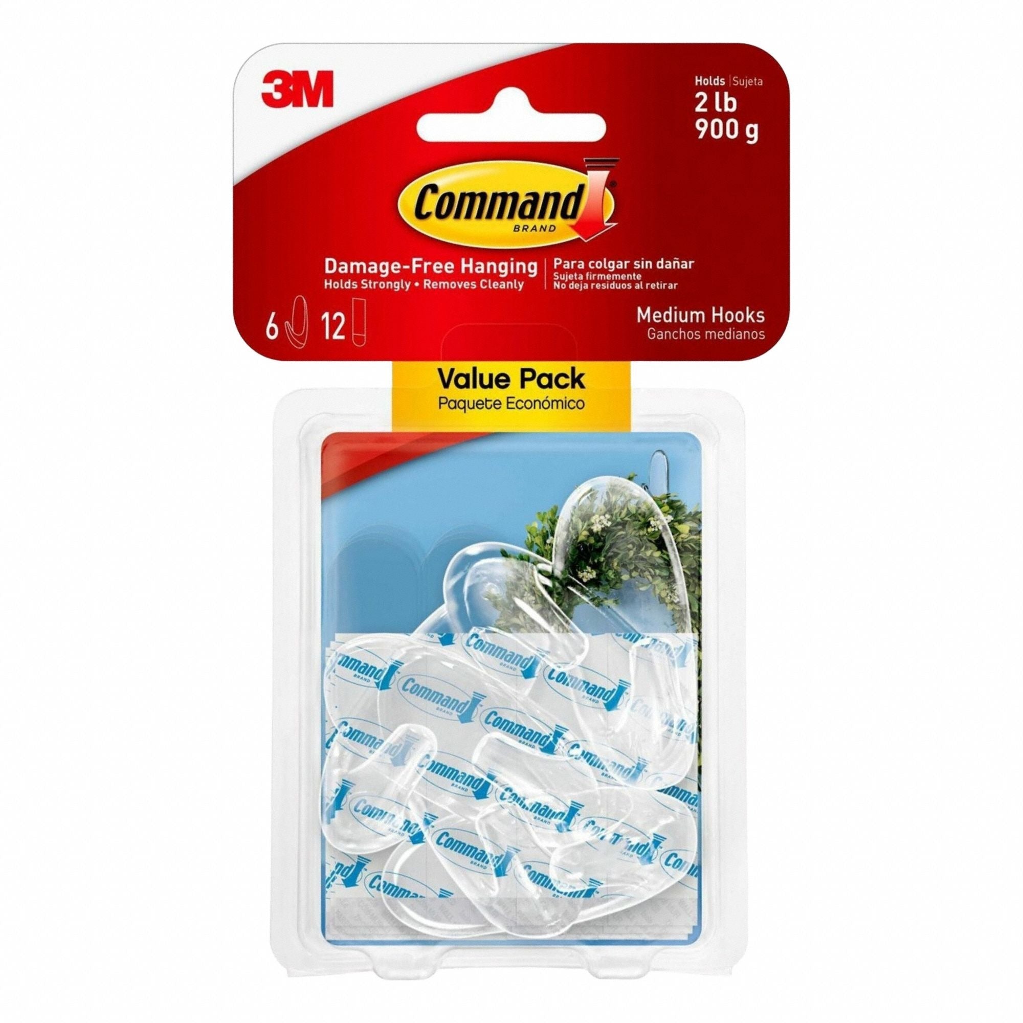 3M 3M MMM17091CLR6ES Medium Hooks (6 Pack)