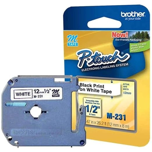 BROTHER Brother BRTM231 M Series Nonlaminated Lettering Tape 0.50 in (26.2 ft)