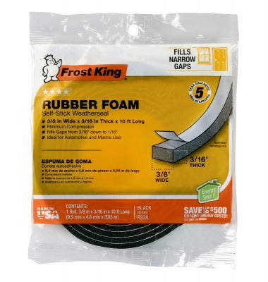 FROST KING Thermwell R338WH White Foam Weatherstrip Tape 10 Ft