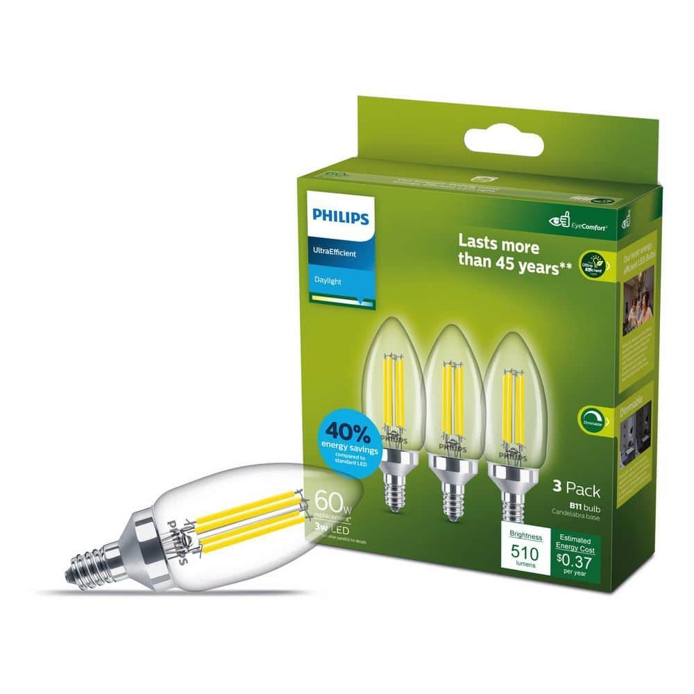 PHILIPS Philips 592154 Ultraefficient Filament Bulb 3 W (B11 E12 x3) 592154