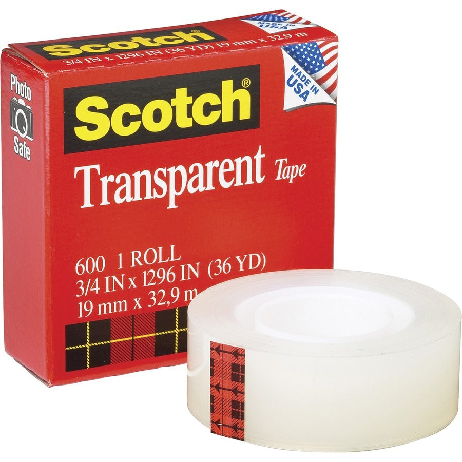 3M 3M MMM600341296PK Scotch transparent tape 3/4 in x 36 yd (12 pack)