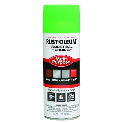 Rust-Oleum 1632830 Industrial Choice 1600 System Multi-purpose Enamel Spray, Fluorescent Green, 12 Oz Spray