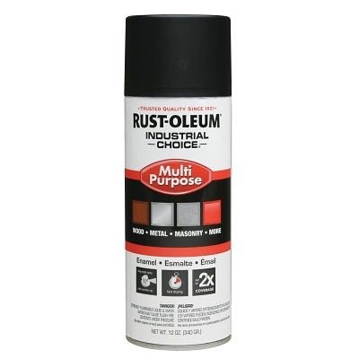 Rust-Oleum 1678830 Industrial Choice 1600 System Semi-Flat Black Aerosol - 12 oz, Pack of 6