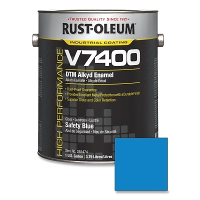 Rust-Oleum 245474 High Performance V7400 System DTM Alkyd Enamel 1 Gal Safety Blue High-Gloss