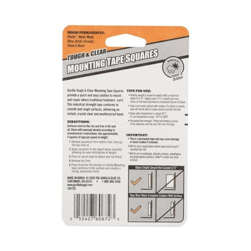 GORILLA Gorilla GOR6067202 Tough Mounting Squares 1 in x 1 in 24/Pack GOR6067202