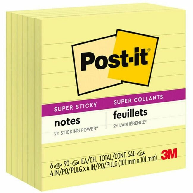 3M 3M MMM6756SSCY Post-it Notes Lined (4 x 4 6 Pack)
