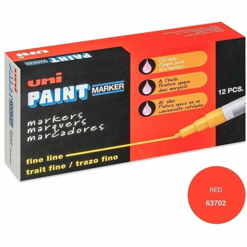 UNI-BALL Uni-ball UBC63702DZ Oil-based Paint Marker Fine Tip Red 12pk
