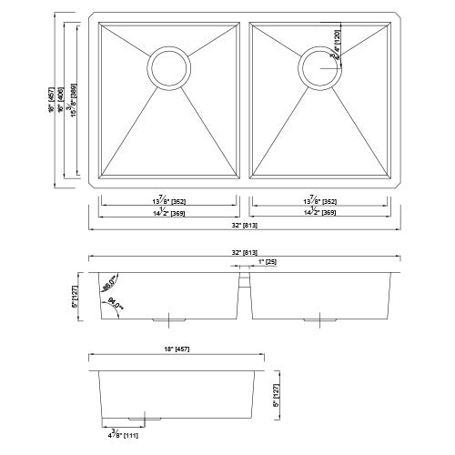DAKOTA Dakota Plumbing Products GSZ-5050ADA Undermount Kitchen Sink