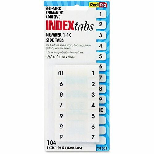 REDI-TAG Redi-tag RTG31001 Index Tabs Numbered 1-10 104 Pack