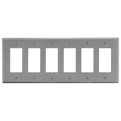 HUBBELL Hubbell Premise Wiring P266GY 6-gang Decorator Wallplate Gray