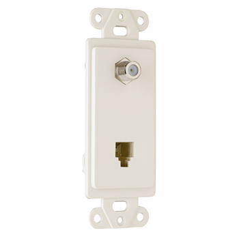 Legrand 26TELTVLACC10 Pass & Seymour F-Type Coax Connector With 4 Conductor RJ11 Jack