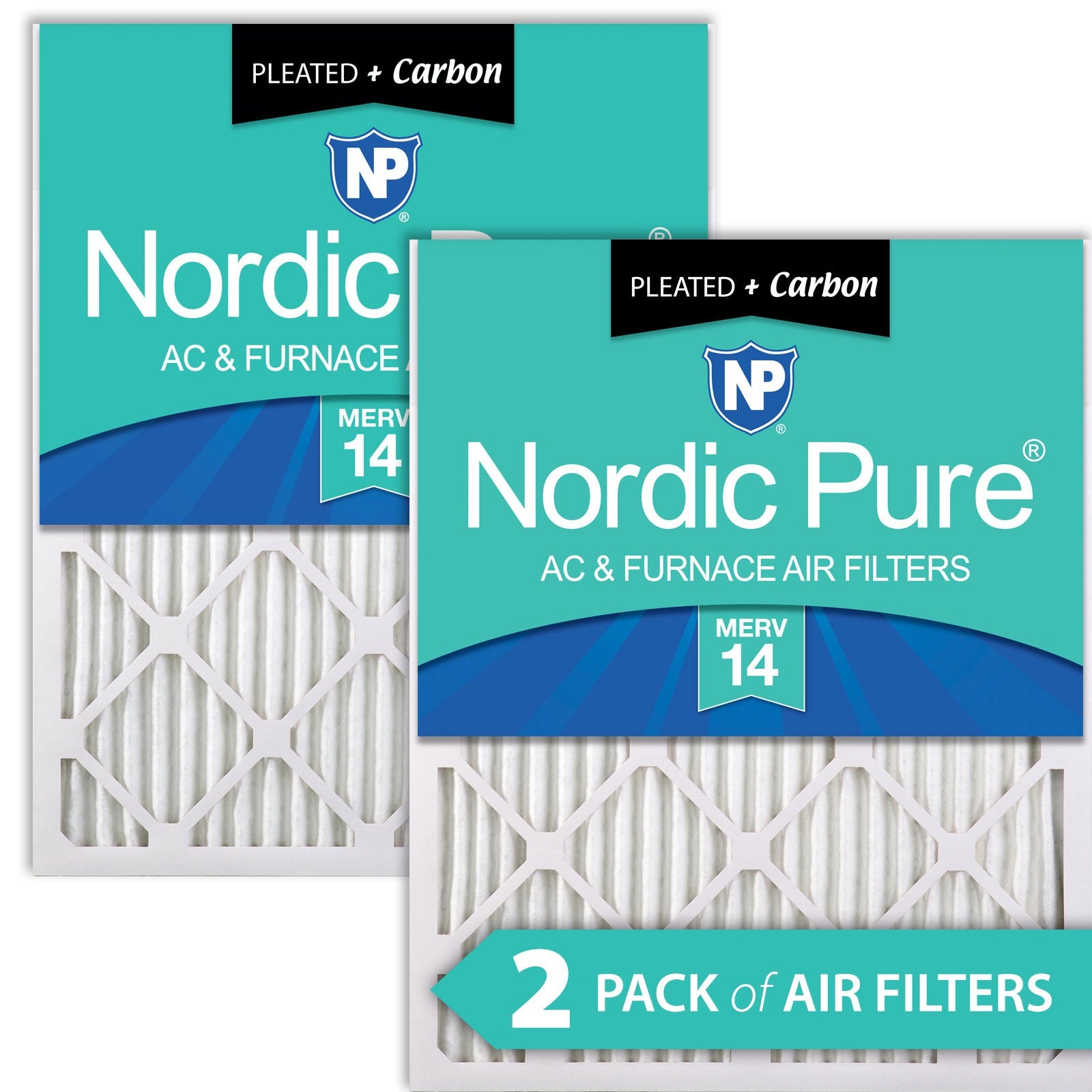 NORDIC PURE Nordic Pure 12x24x1M14+C-2 Merv 14 Plus Carbon Filter 2 Pack