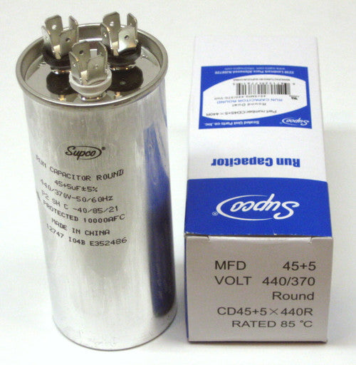 Supco CD45+5X440R - ROUND RUN CAPACITOR 45 + 5 MFD X 440V CD45+5X440R