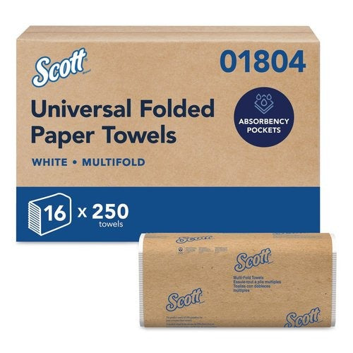 KIMBERLY-CLARK Kimberly-Clark KCC01804 Scott Multifold Paper Towels 250 per Pack (16 Packs per Carton)