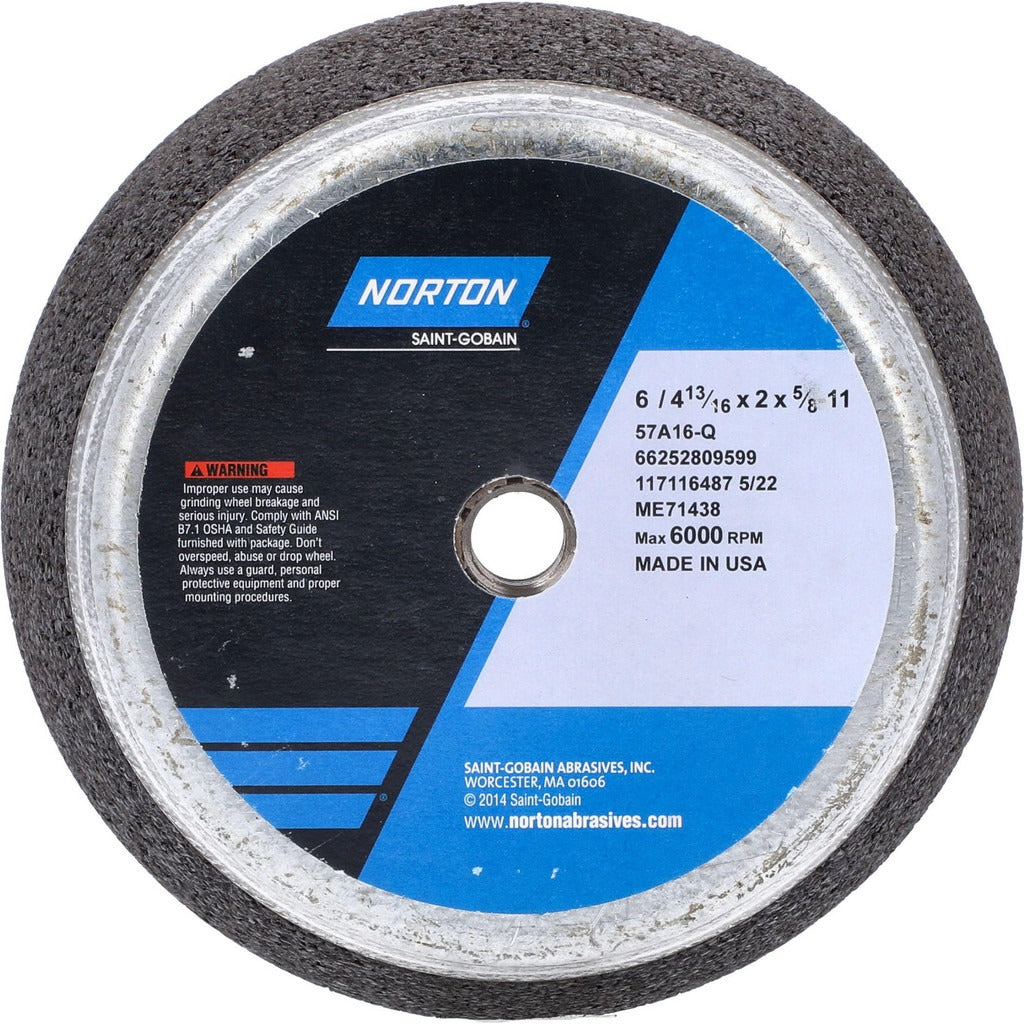 NORTON Norton 66252809599 Type 11 Grinding Wheel 6 in 16 Grit