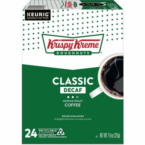 KEURIG Green Mountain GMT6111 Decaf Krispy Kreme Coffee K-cups 24ct